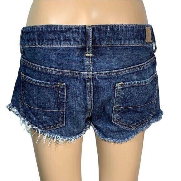 American Eagle Womens Denim Blue Jean Shorts Dark Wash Cutoff Size 4 - Picture 5 of 8